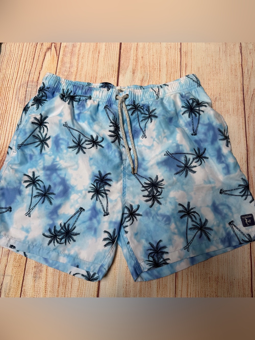 Men's Blue Palm-Print Swim Shorts XL